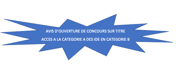 AVIS D’OUVERTURE DE CONCOURS SUR TITRE ACCÈS A LA CATÉGORIE A DES IDE EN CATÉGORIE B