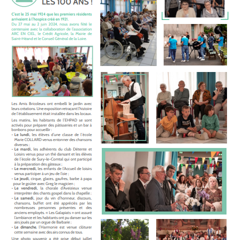 Article bulletin municipal sur les 100 ans de l’EHPAD